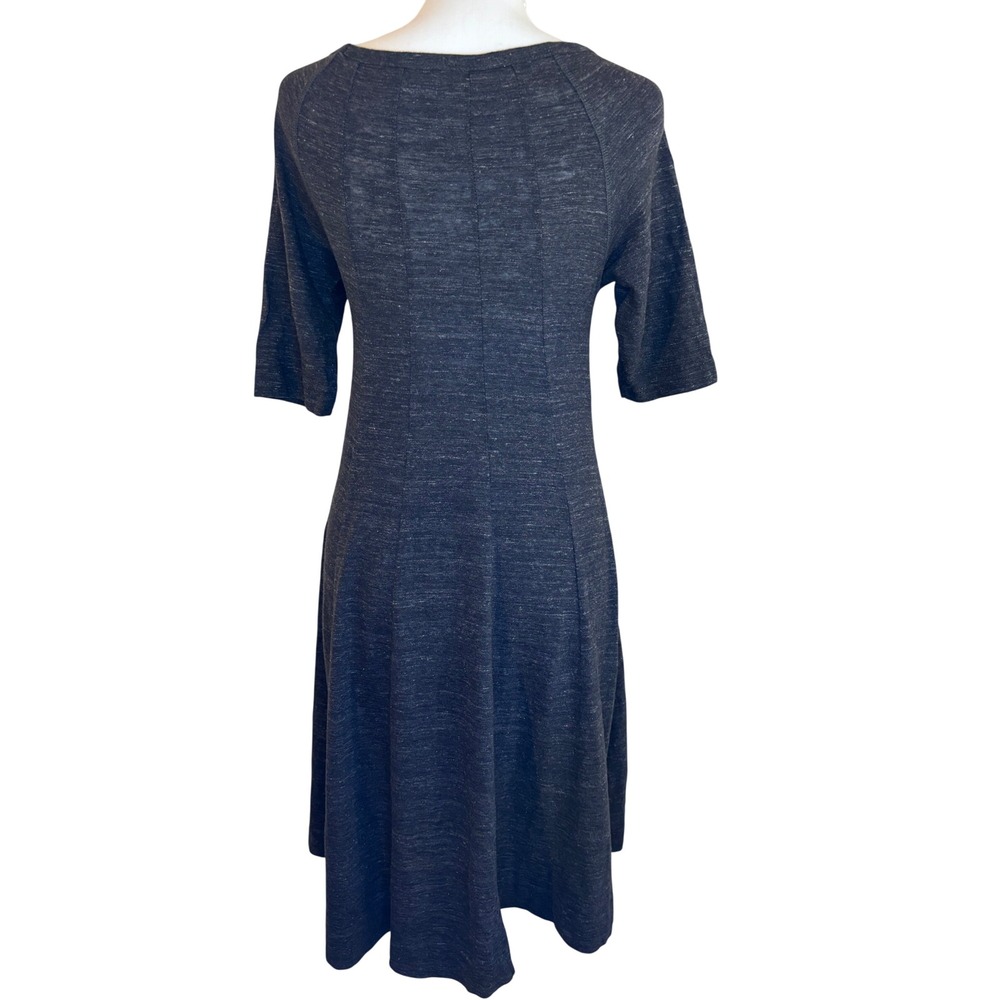 GANNI Winter Jersey Dress M Charcoal Cotton Scandi Copenhagen Fit Flare Minimal - Picture 3 of 8